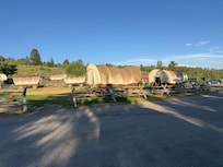 We stayed in the cabin, but the wagons are available as well.