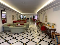 Comfortable seating next to the lobby bar