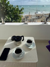 Morning coffee made in the room and enjoyed on the balcony