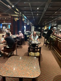 My wife Lisa enjoying complimentary welcome pisco sour drink.