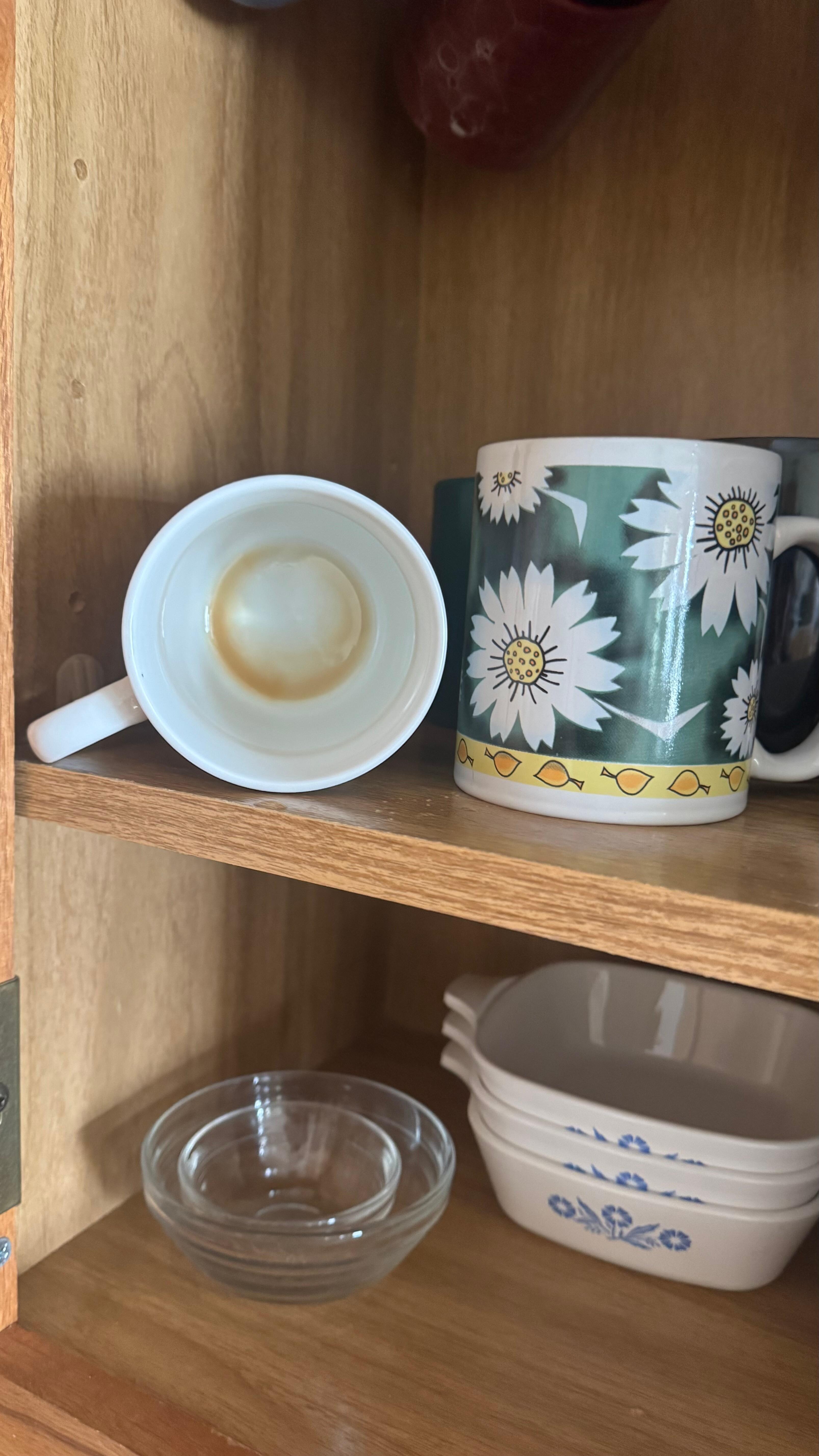 Dishes were dirty in cabinet