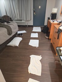 Had to put towels on the floor so your feet did not turn black or your socks did not get sticky stuff on them ridiculous