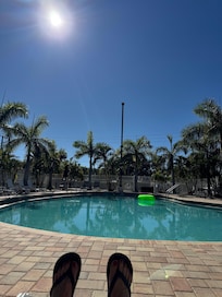 View of the pool which is kept at 86 degrees year round.