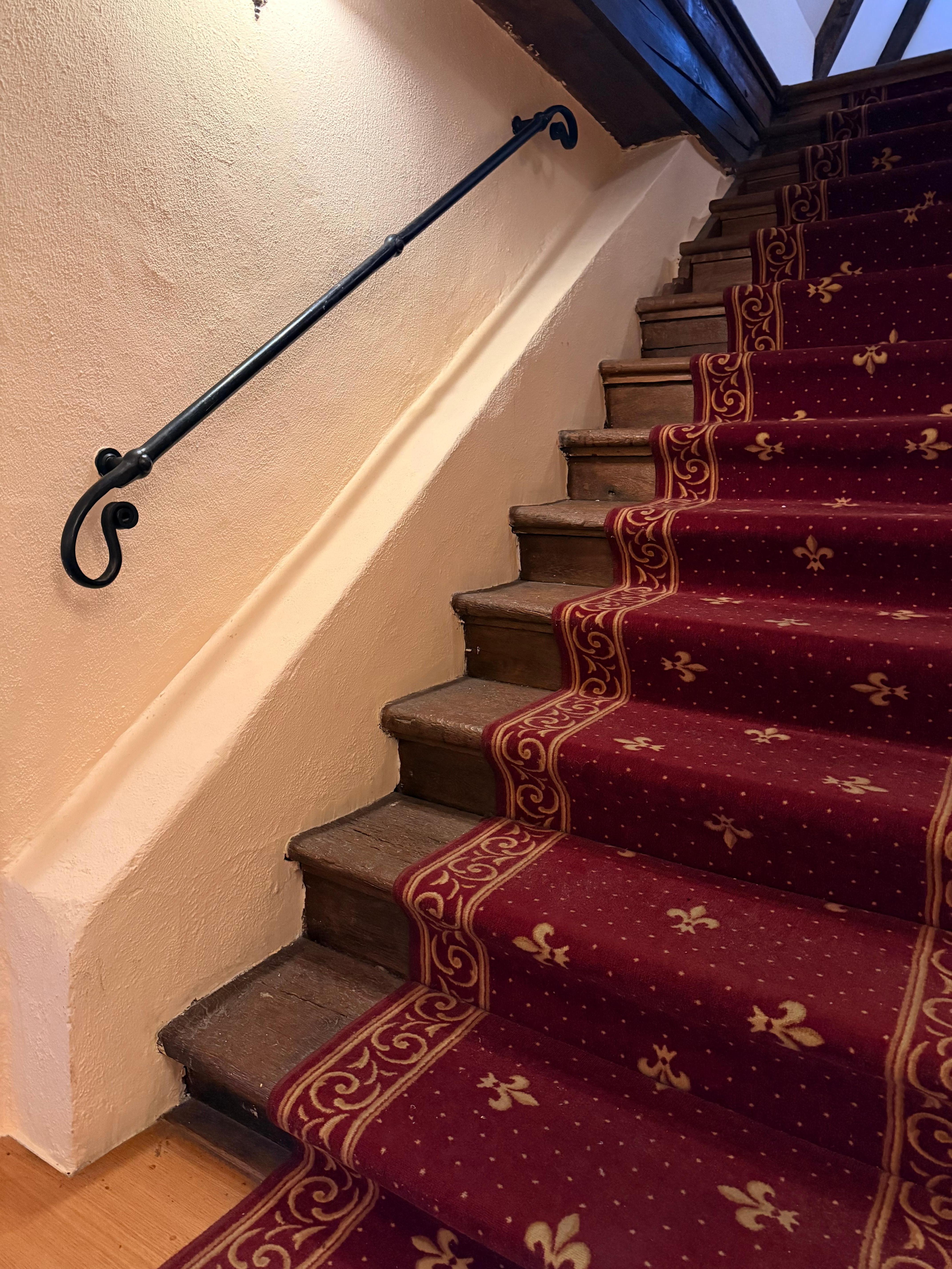 They have elevator to 2nd floor but then to top (3rd floor is stairs) after elevator to 2nd floor. We stayed in the attic room with windows. 1300 AD building.