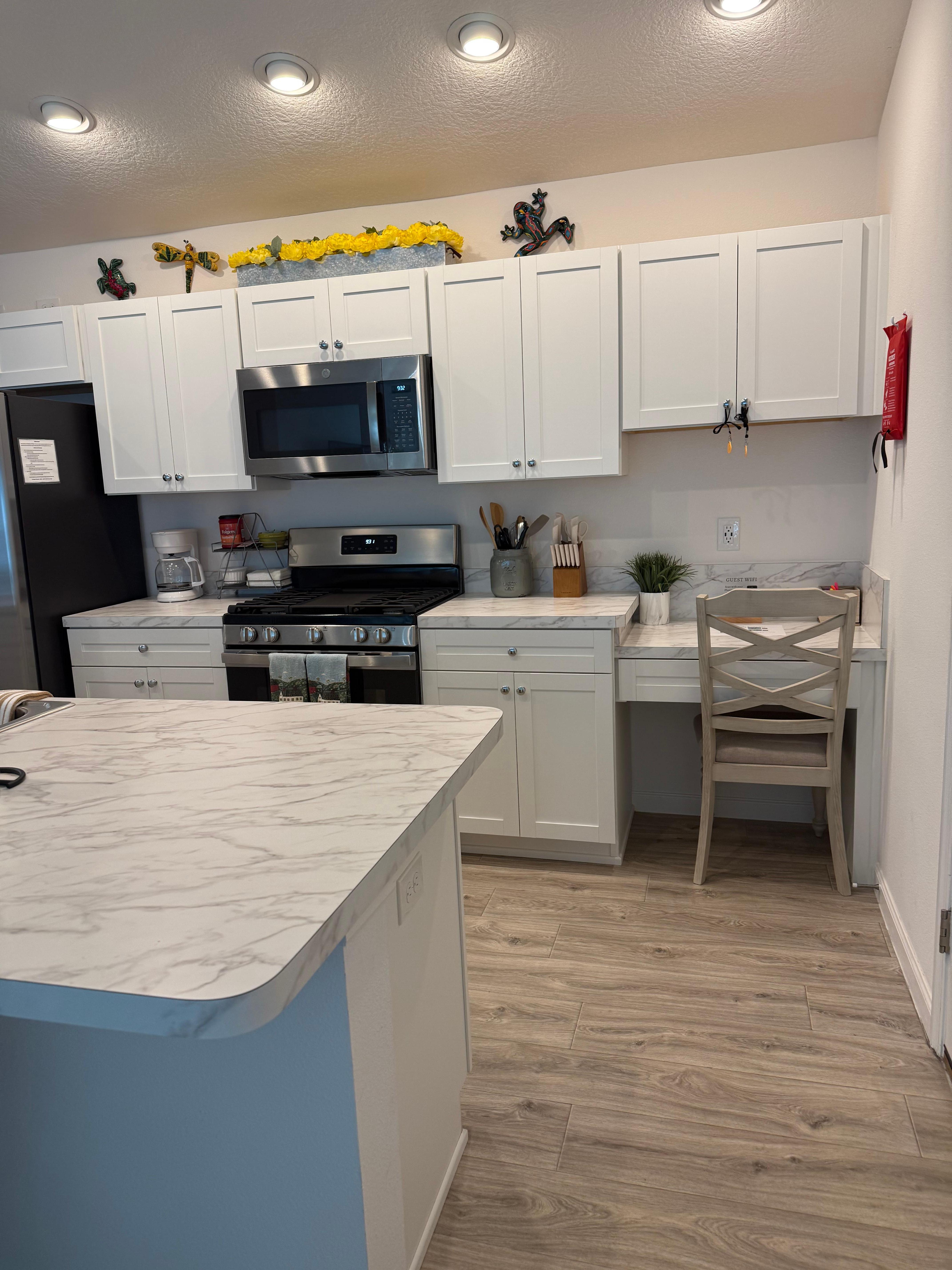 The kitchen was perfect! We did need a few cooking  utensils that weren’t there but it was great!