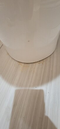 Staining around toilet base.
