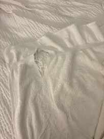 Bath towel was torn