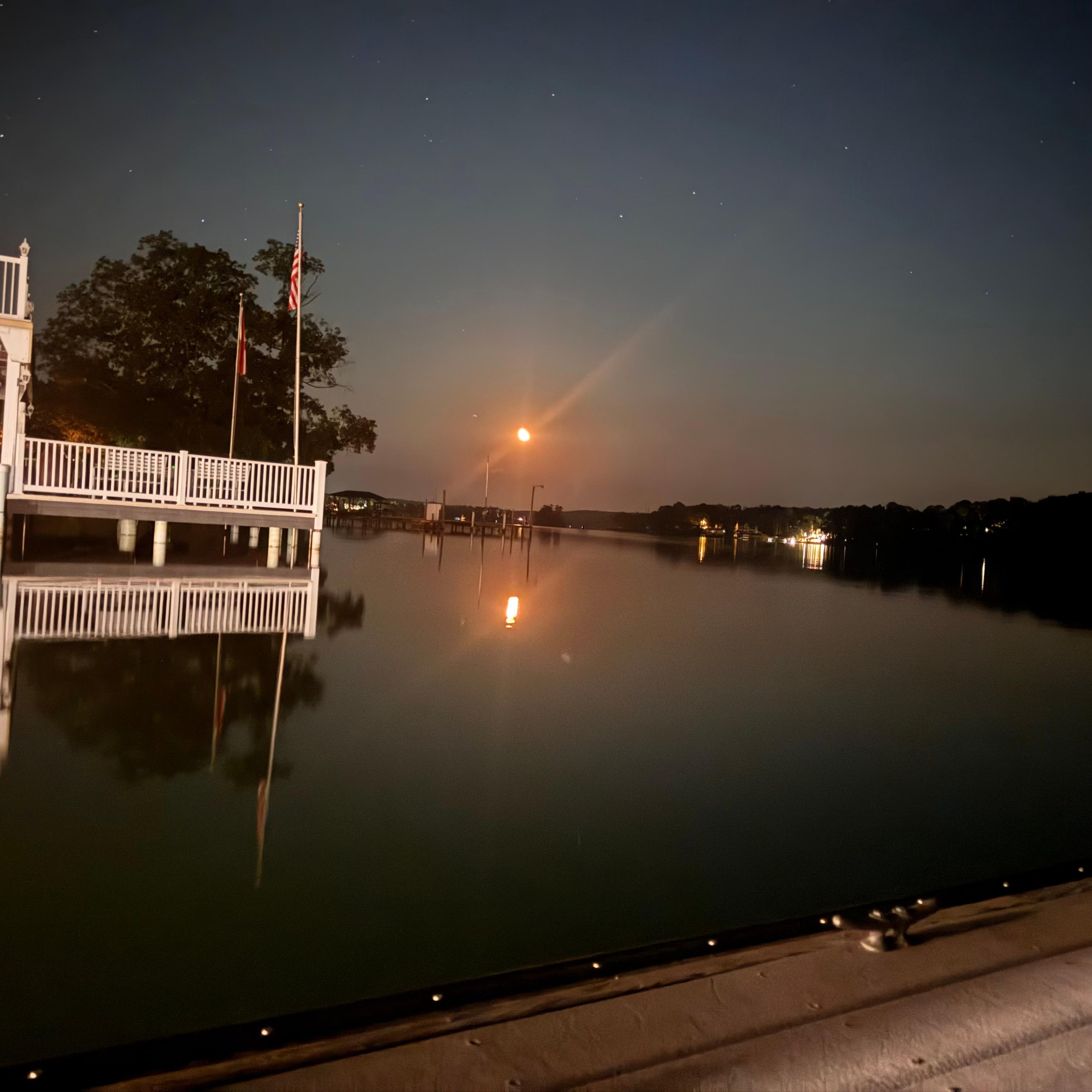  Blood moon off the dock; saw this the first night. 