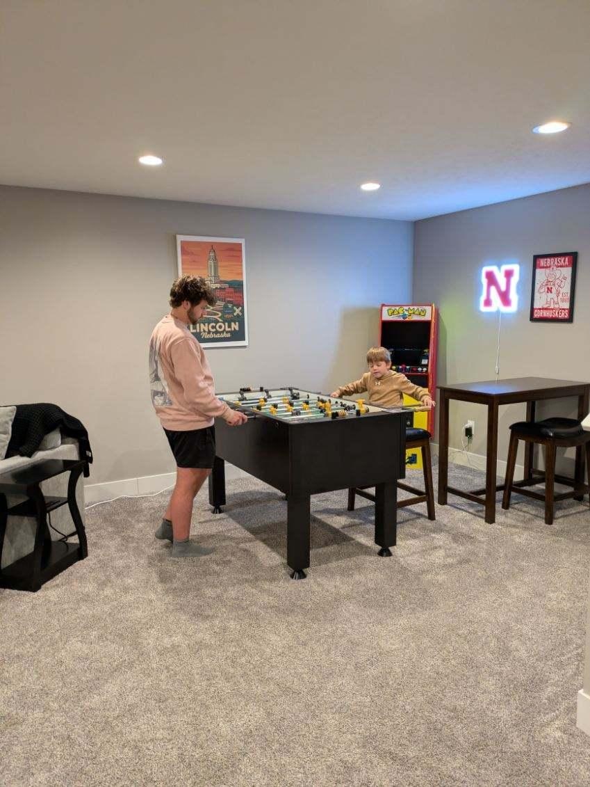 Great game room downstairs. 