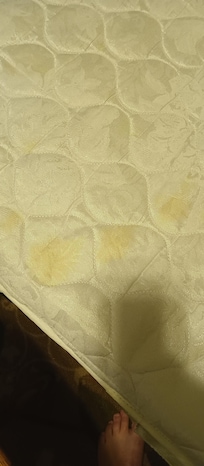Mattress with urine and blood stains
