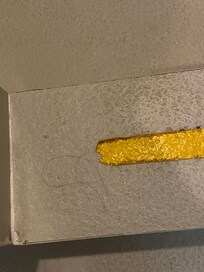 Tired looking and dirty shower. Hair is not mine