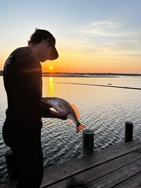 Catching red drum off the dock