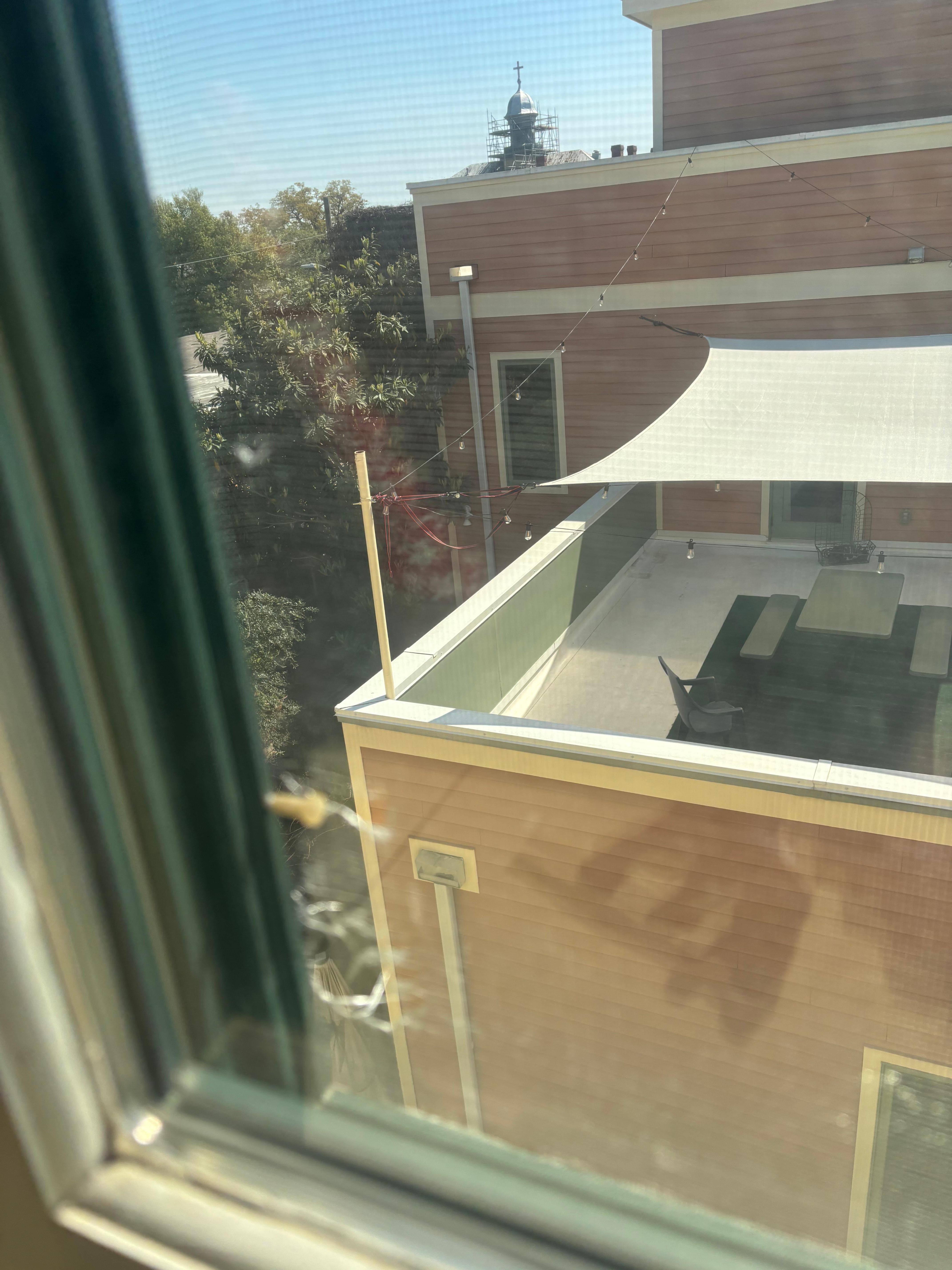 Upstairs bedroom screen repair needed.