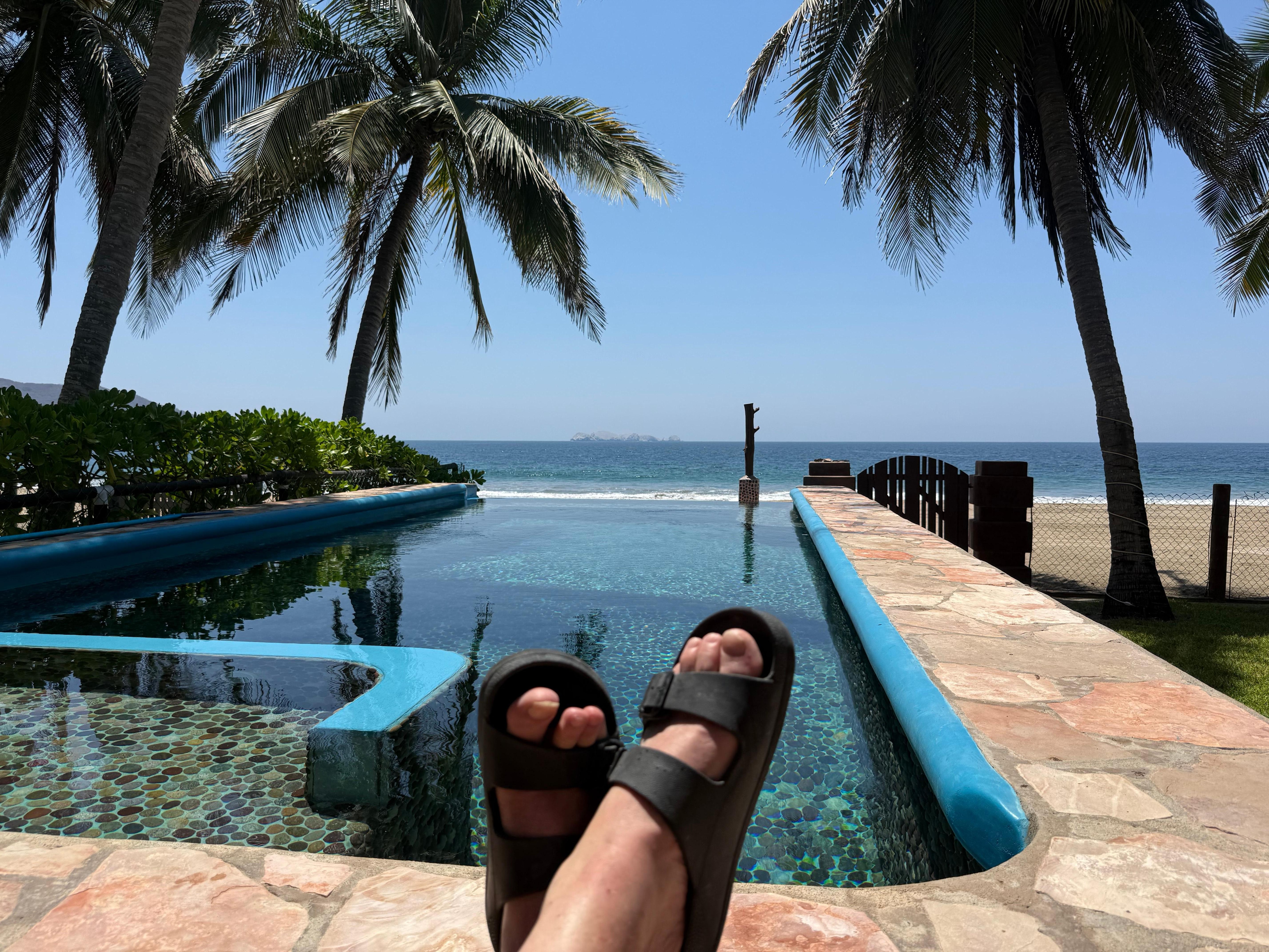 Morning coffee by pool