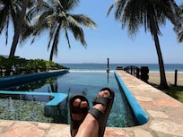 Morning coffee by pool