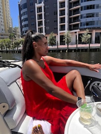 Enjoying the scenery while cruising on the water.