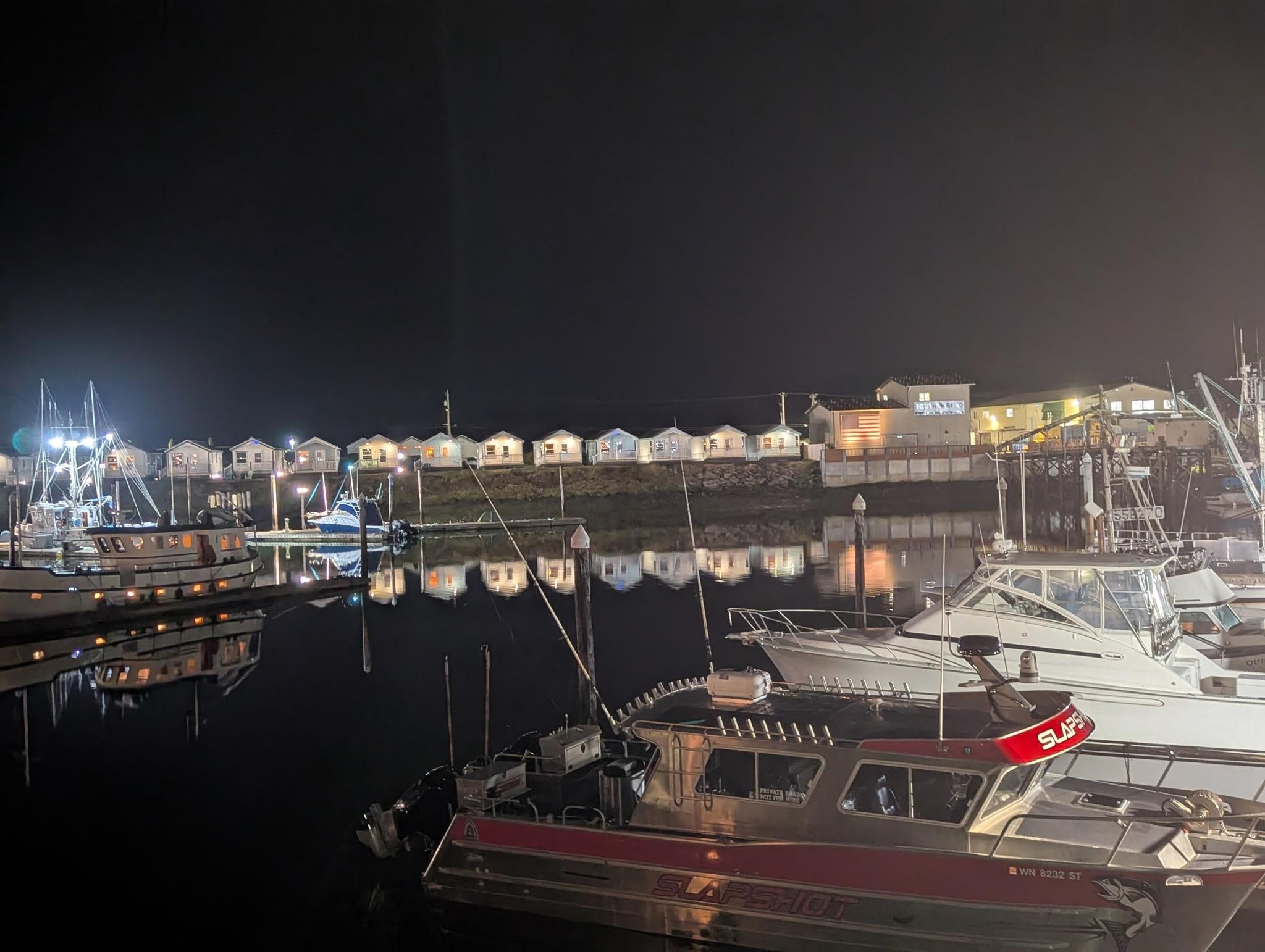 A beautiful night from "front street" to the cottages!