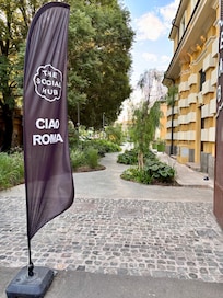 Entrance is easy for ride shares to spot.