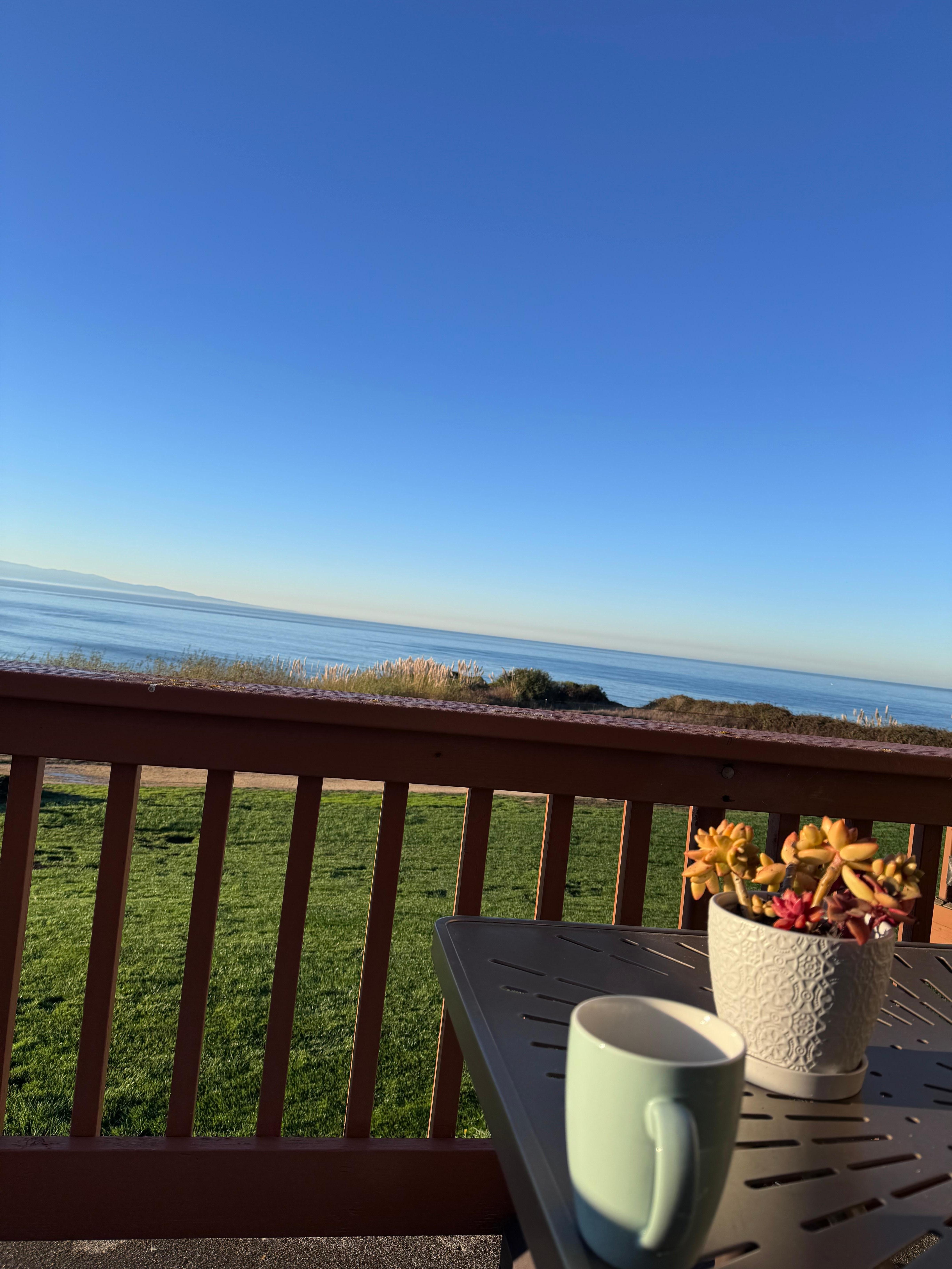 Morning coffee with the waves