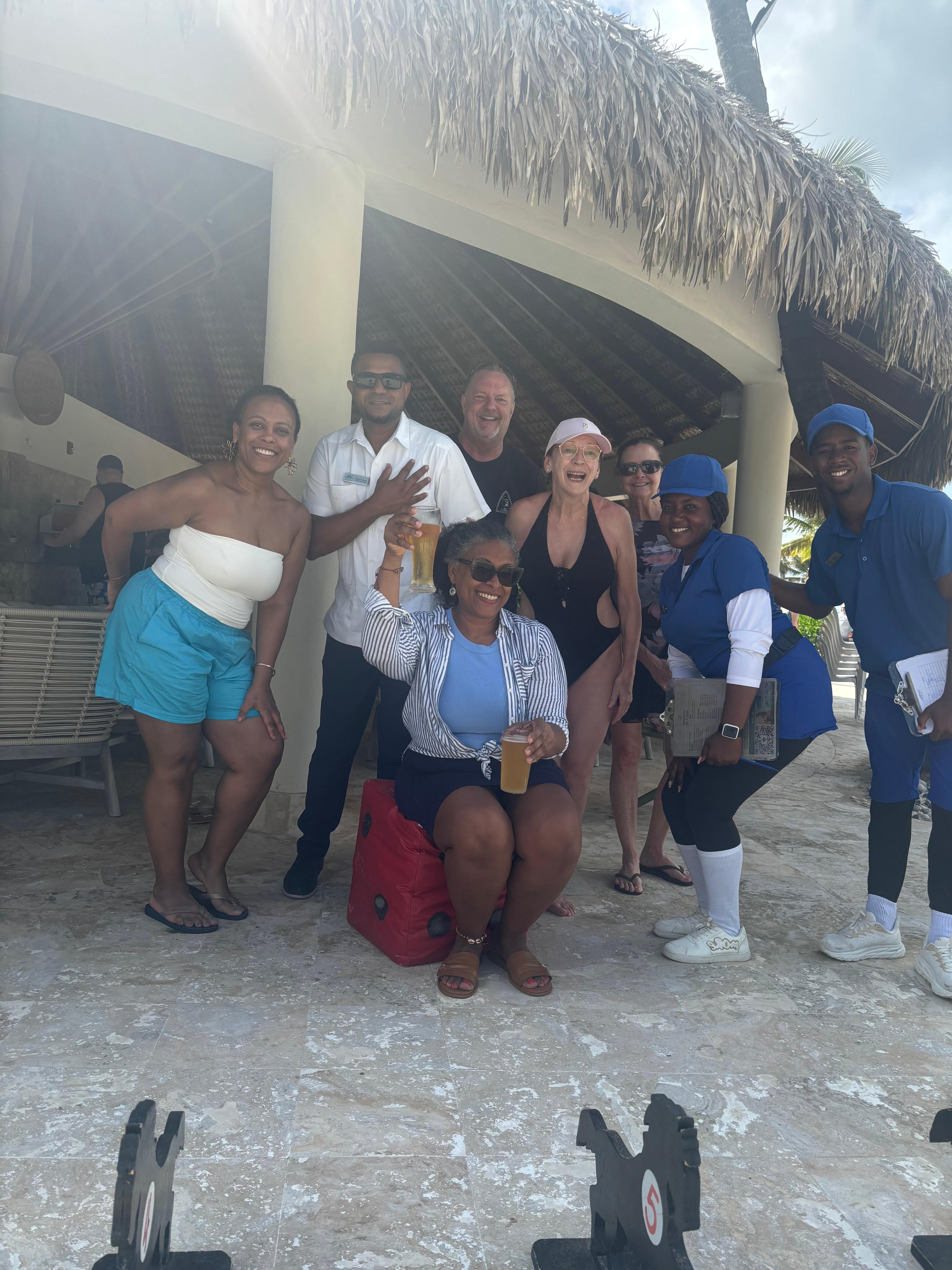 Games and dance classes by the pool. 