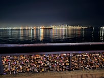 View across the water from the boardwalk out front