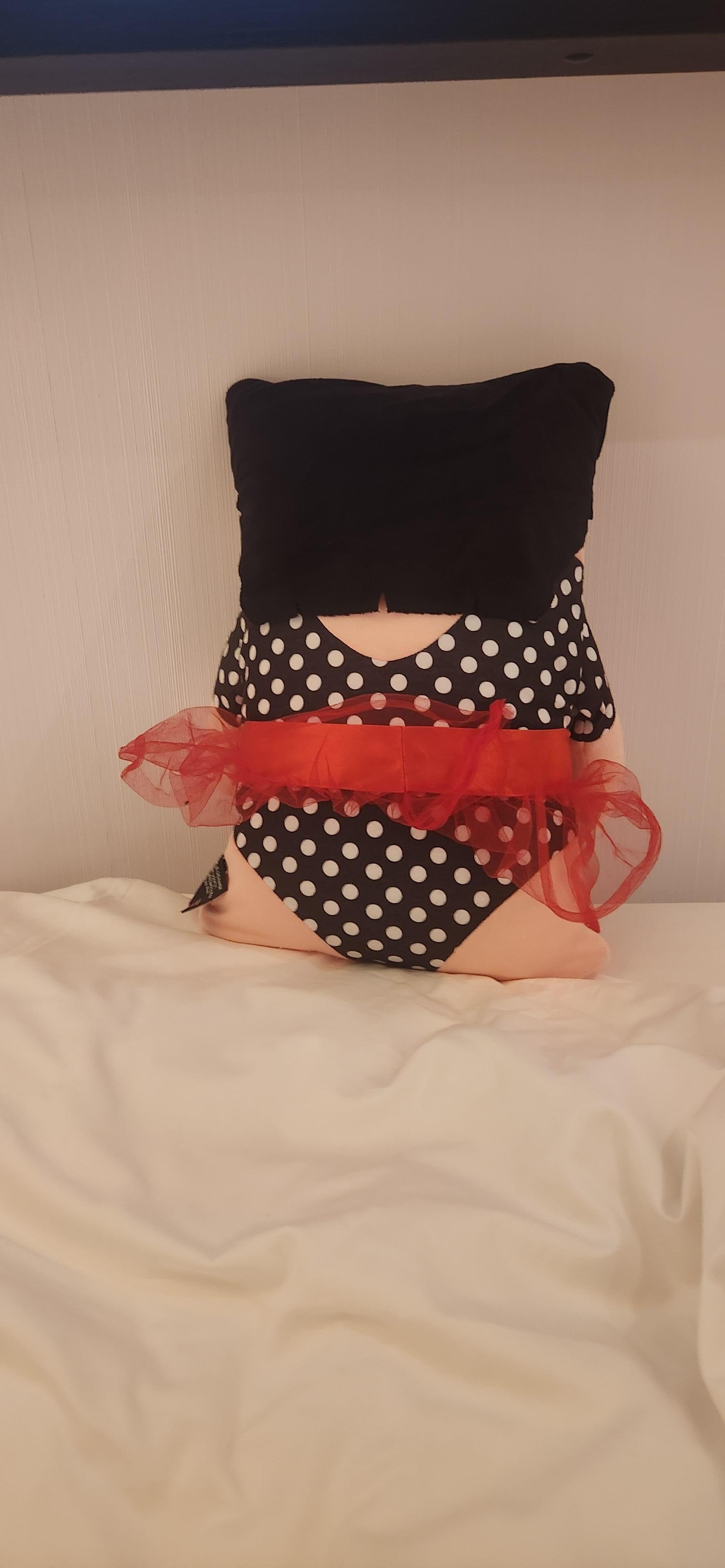 Thong on creepy bed doll