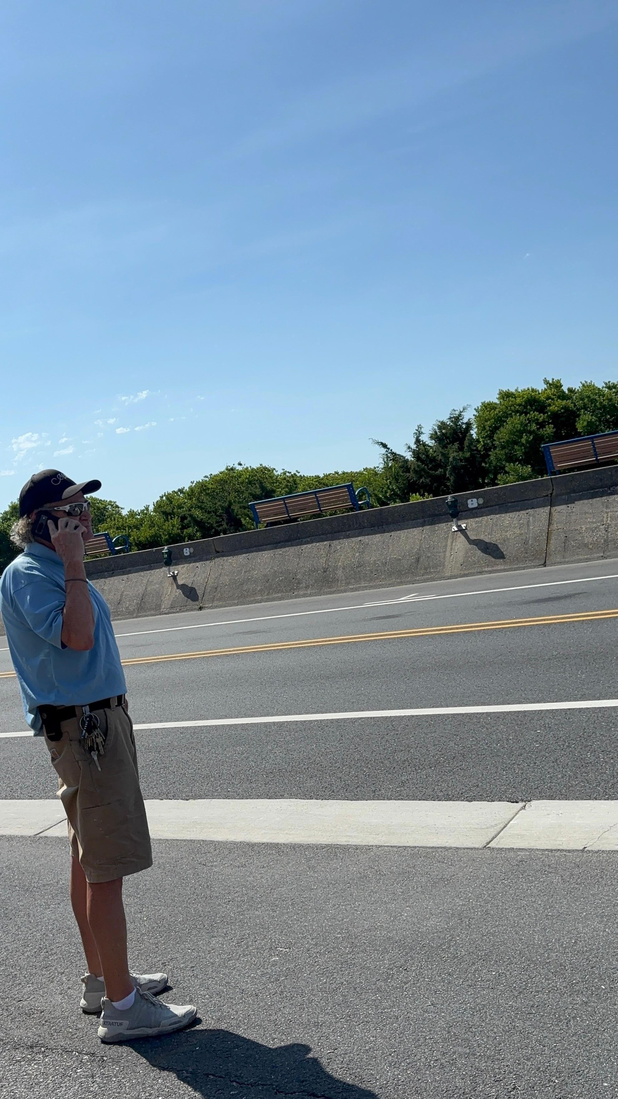 Staff member waiting for the trucks