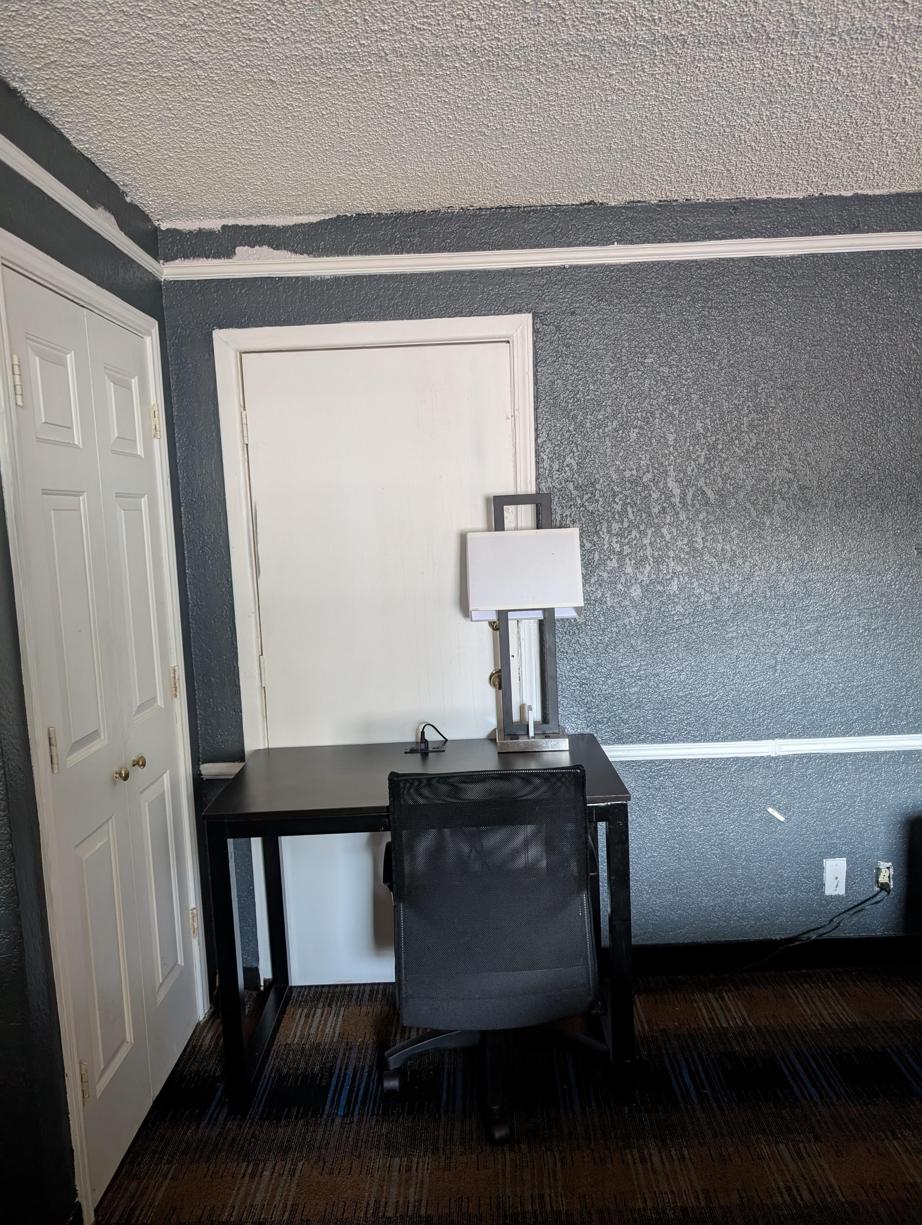 Random door blocked with a desk