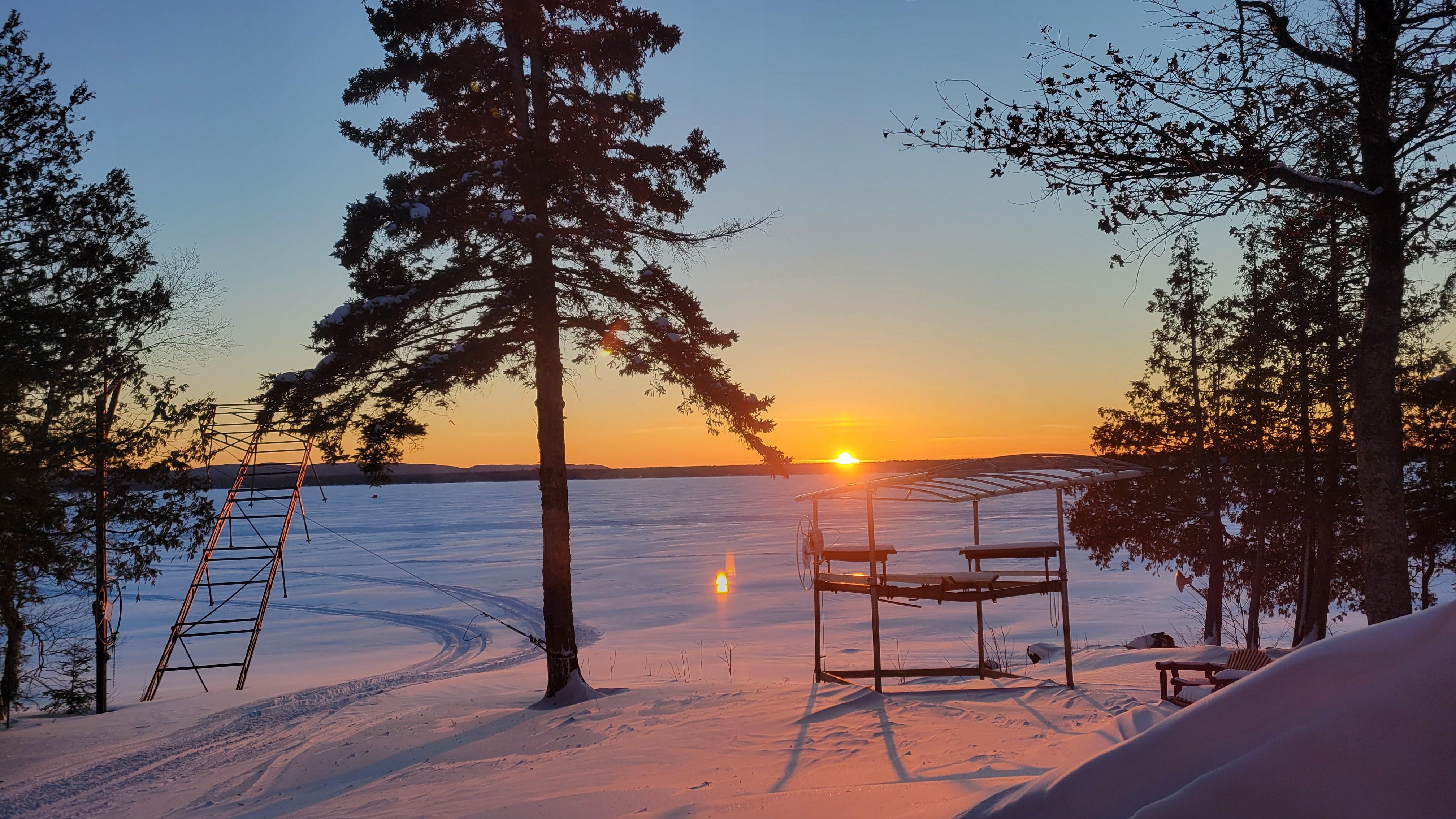 another beautiful sunset looking at the lake from the picture window