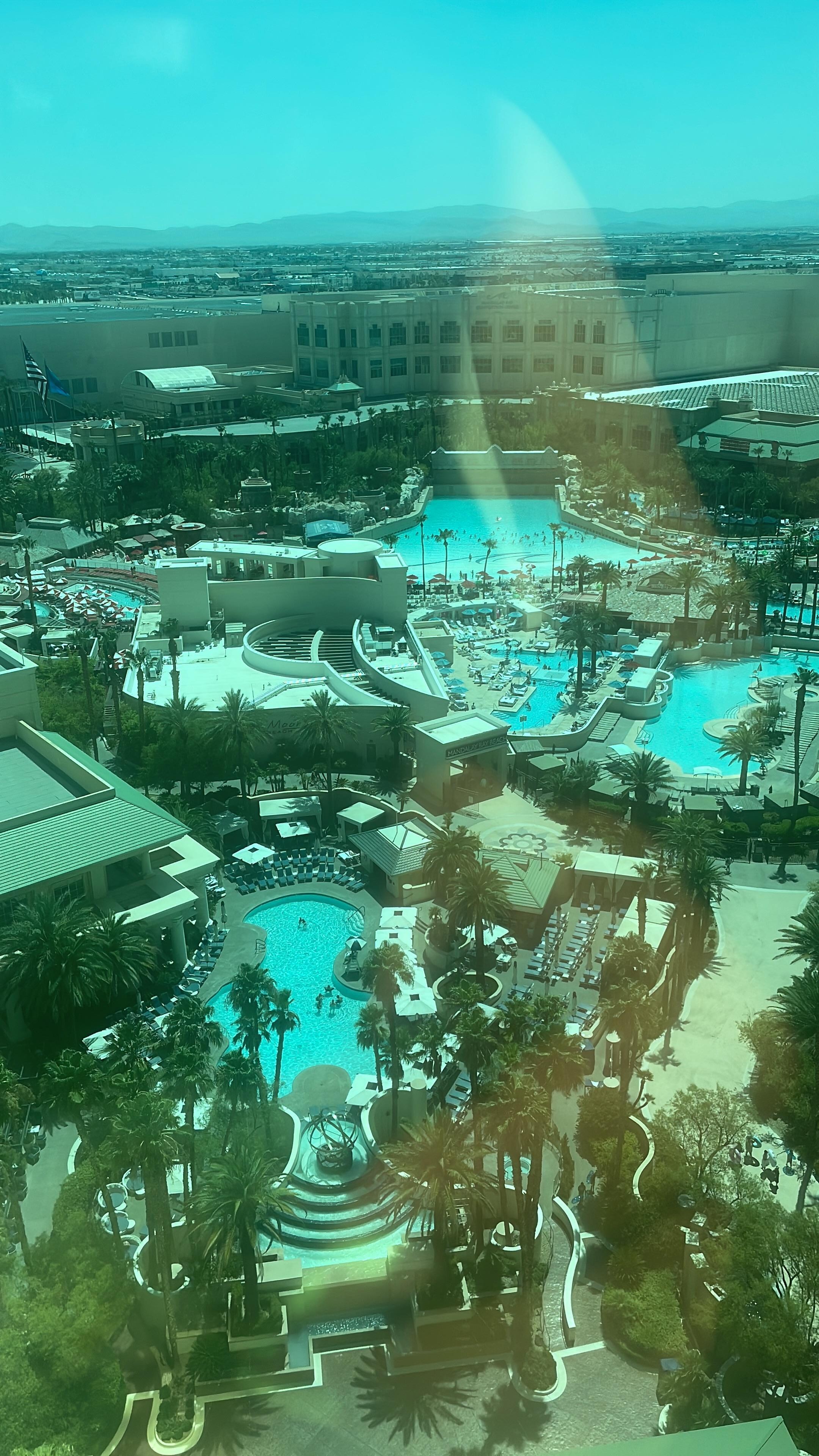 Pools from above 
Get this view by asking to stay in 200 row 