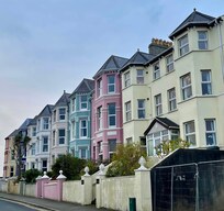 The pink one is our guest house.