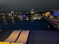 Rooftop pool at night