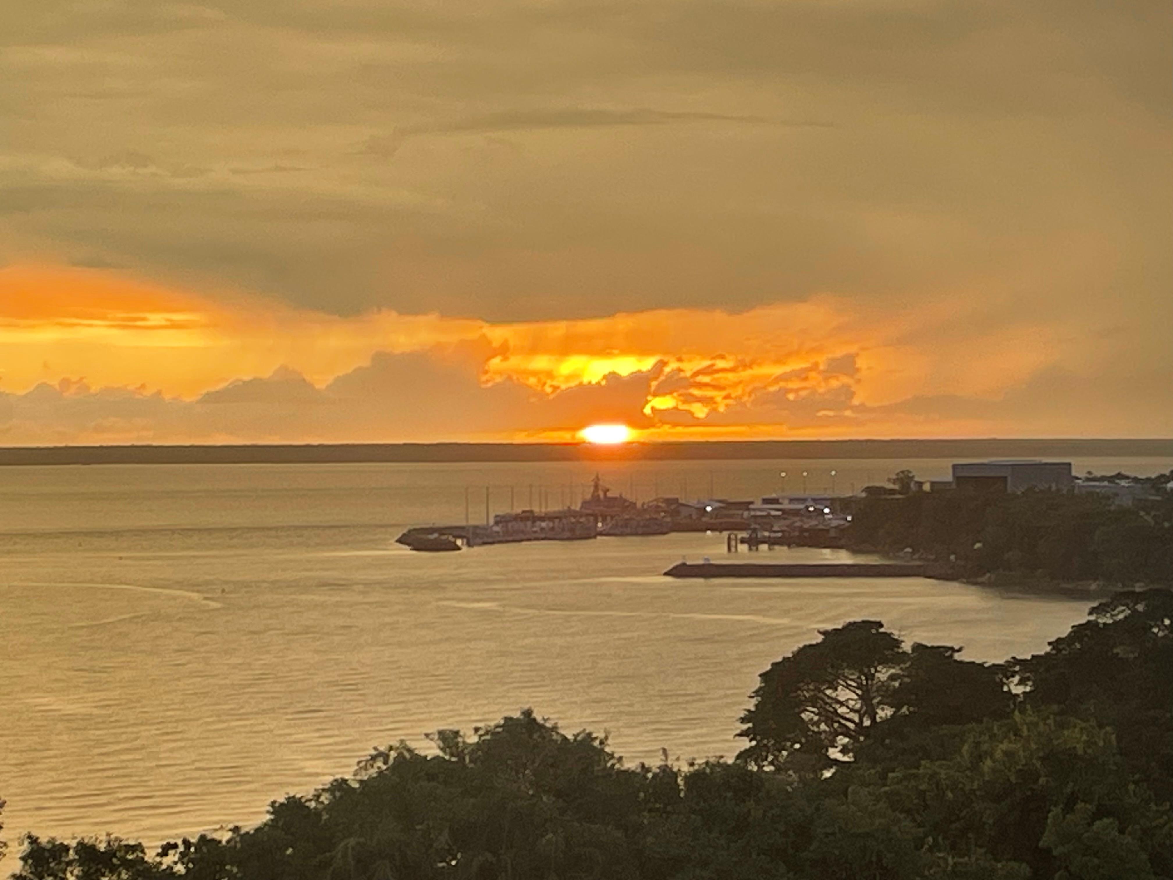 Watching the sun set from the balcony 