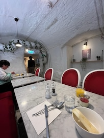 Breakfast room in basement was amazing as was the selection of food