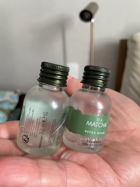 2 tiny shampoo and body wash provided once for 4 days by the hotel 