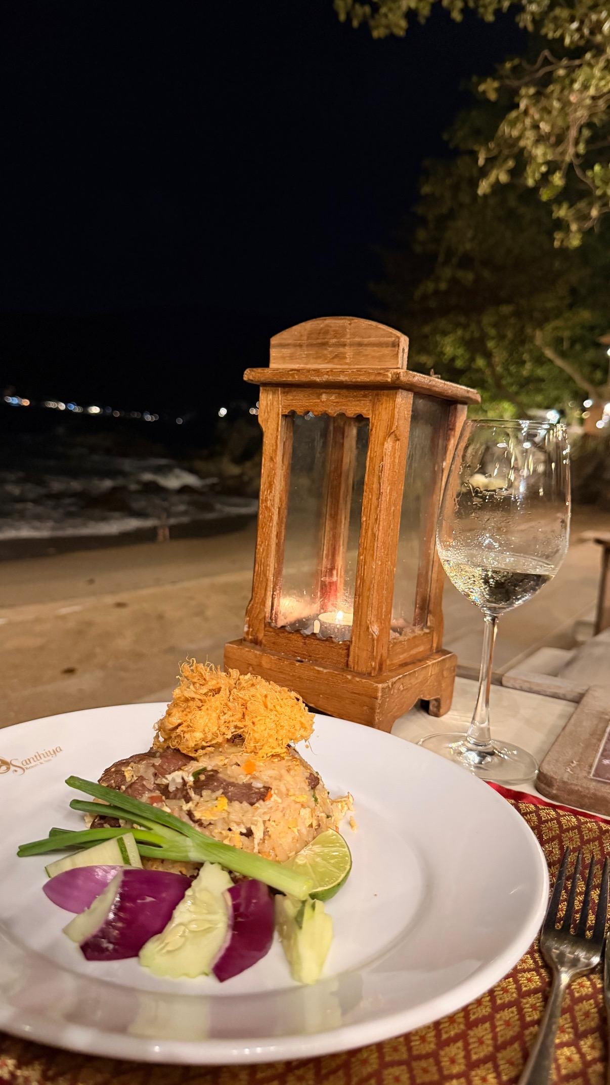 Dinner and drinks on the beach from the resort 