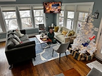 Living room with our Christmas set up. The trees sets up by the host were a great surprise!