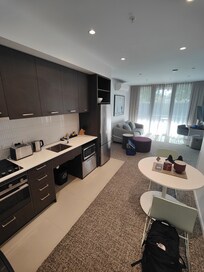 Kitchenette, dining, and lounge.