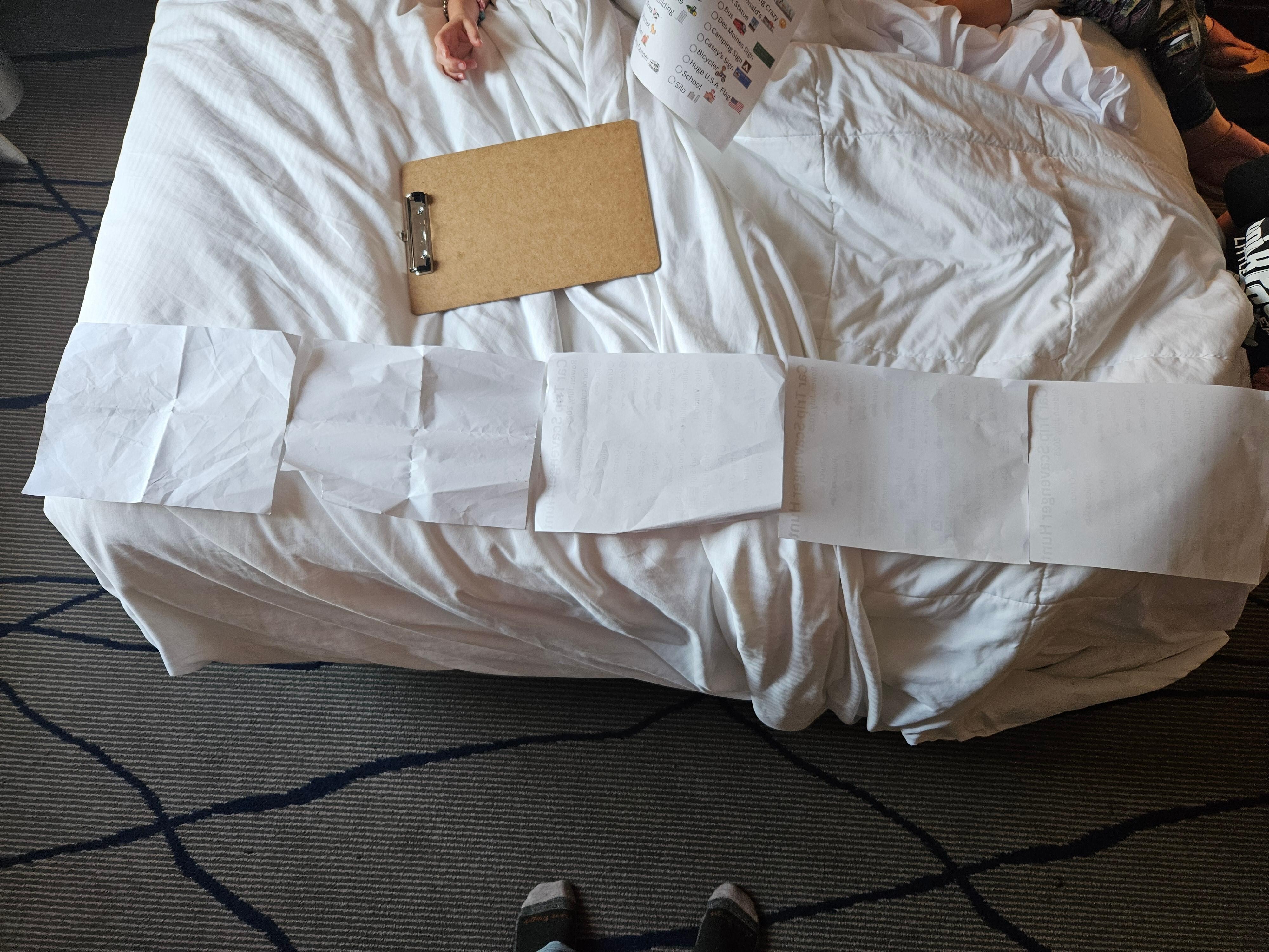 5 pieces of standard paper. 5x11" =55" which is a double not a queen