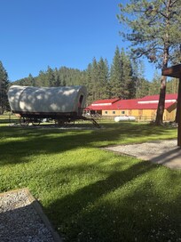 Conestoga Wagon is adorable inside and out! They also have a place for your horses to stay! There are trails all over the area!