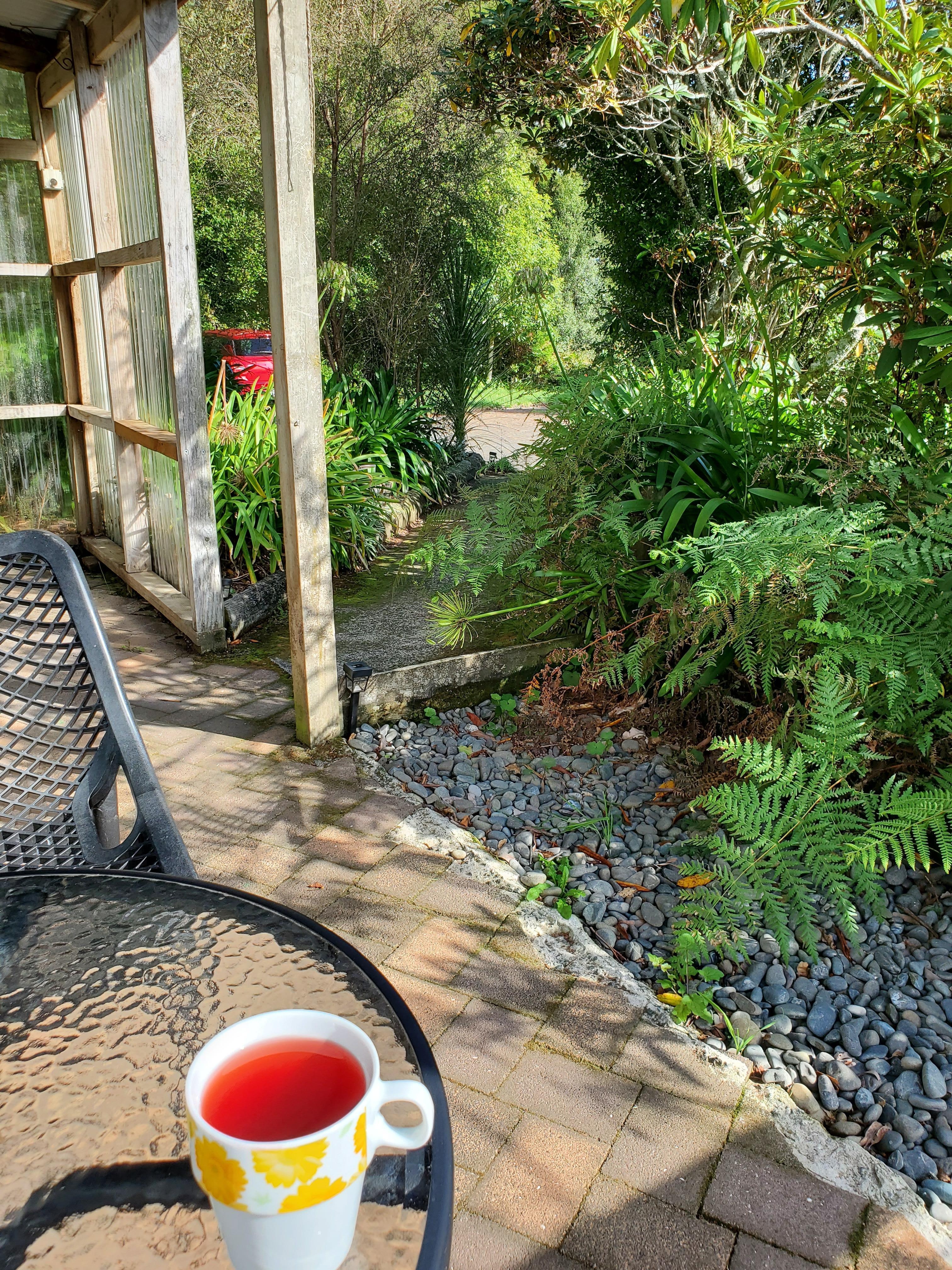 Cute cozy porch for enjoying tea!