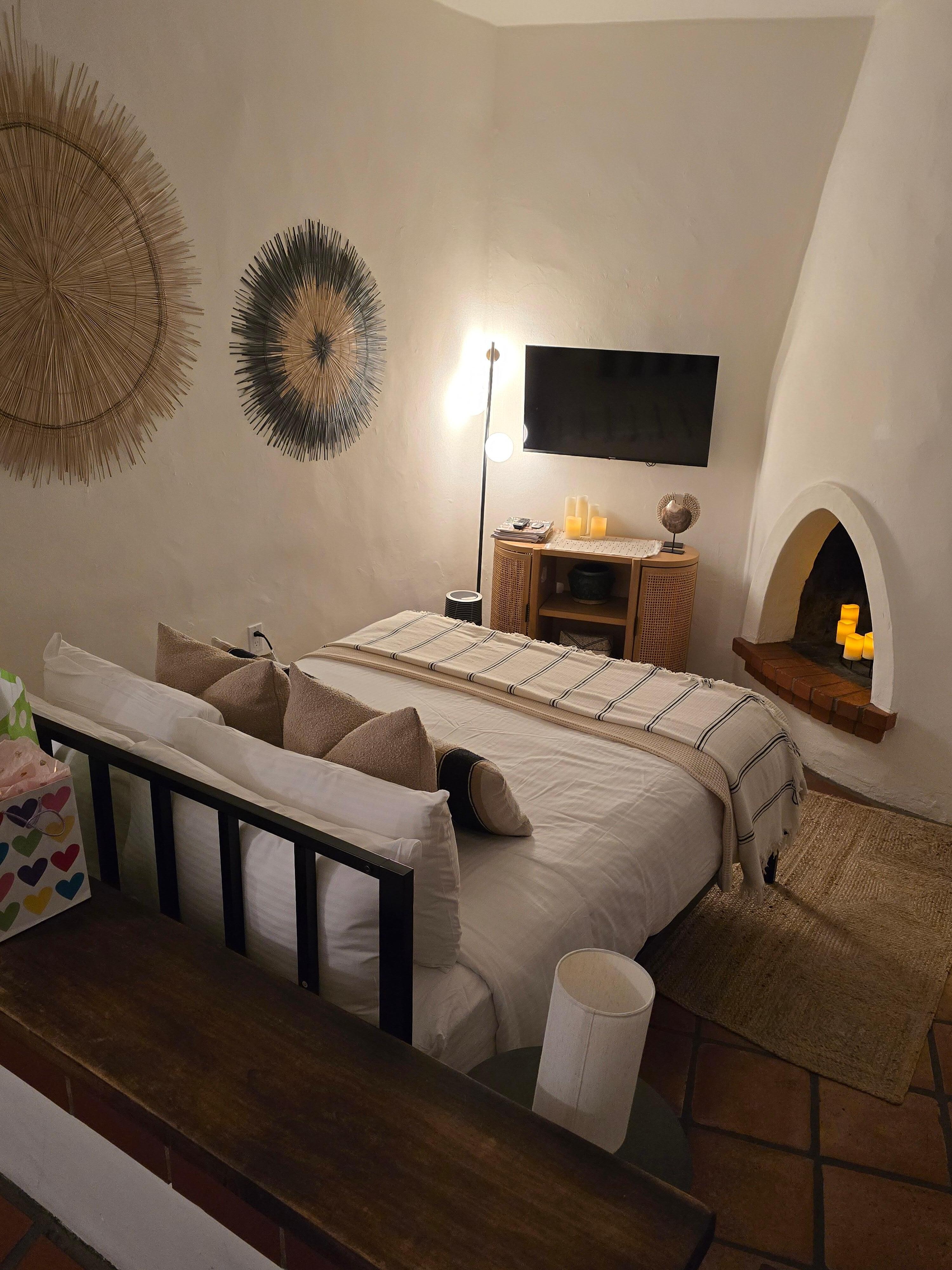 Bedroom area with candles.