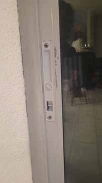 Broken lock to sliding glass door
