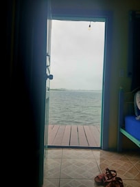 Looking out of over the water cabina.