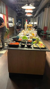 Vi möttes av denna härliga frukost på morgonen.