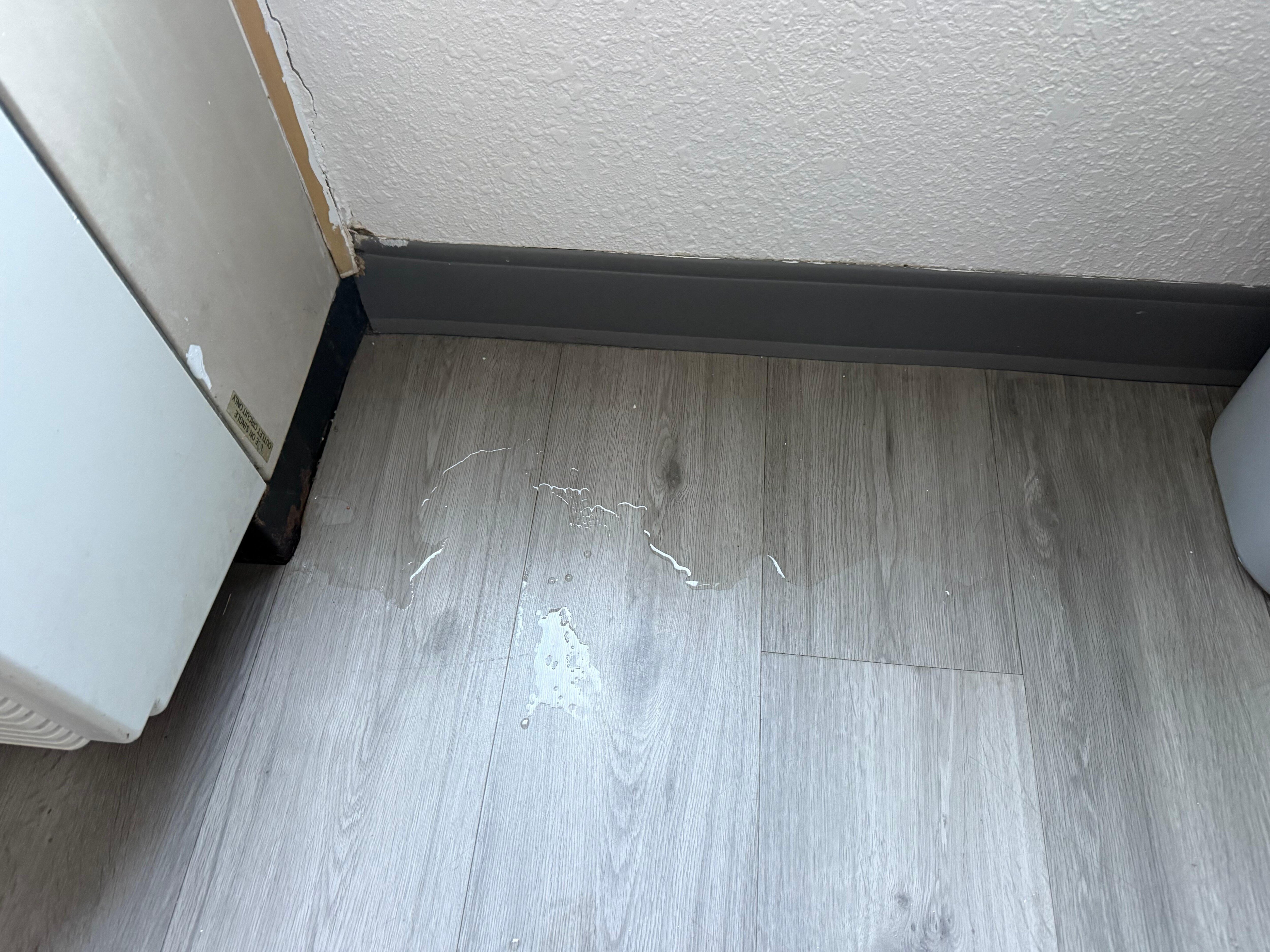Leaky ac unit and water soak wood floor that was curling due to water damage