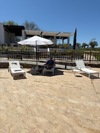Relaxing by the pool