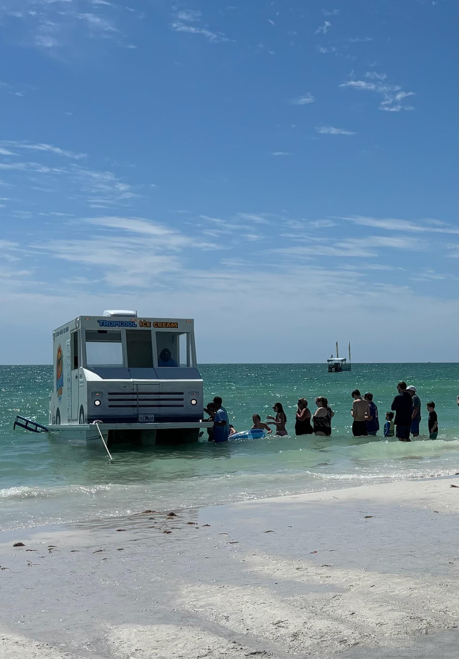 Ice cream boat on the beach