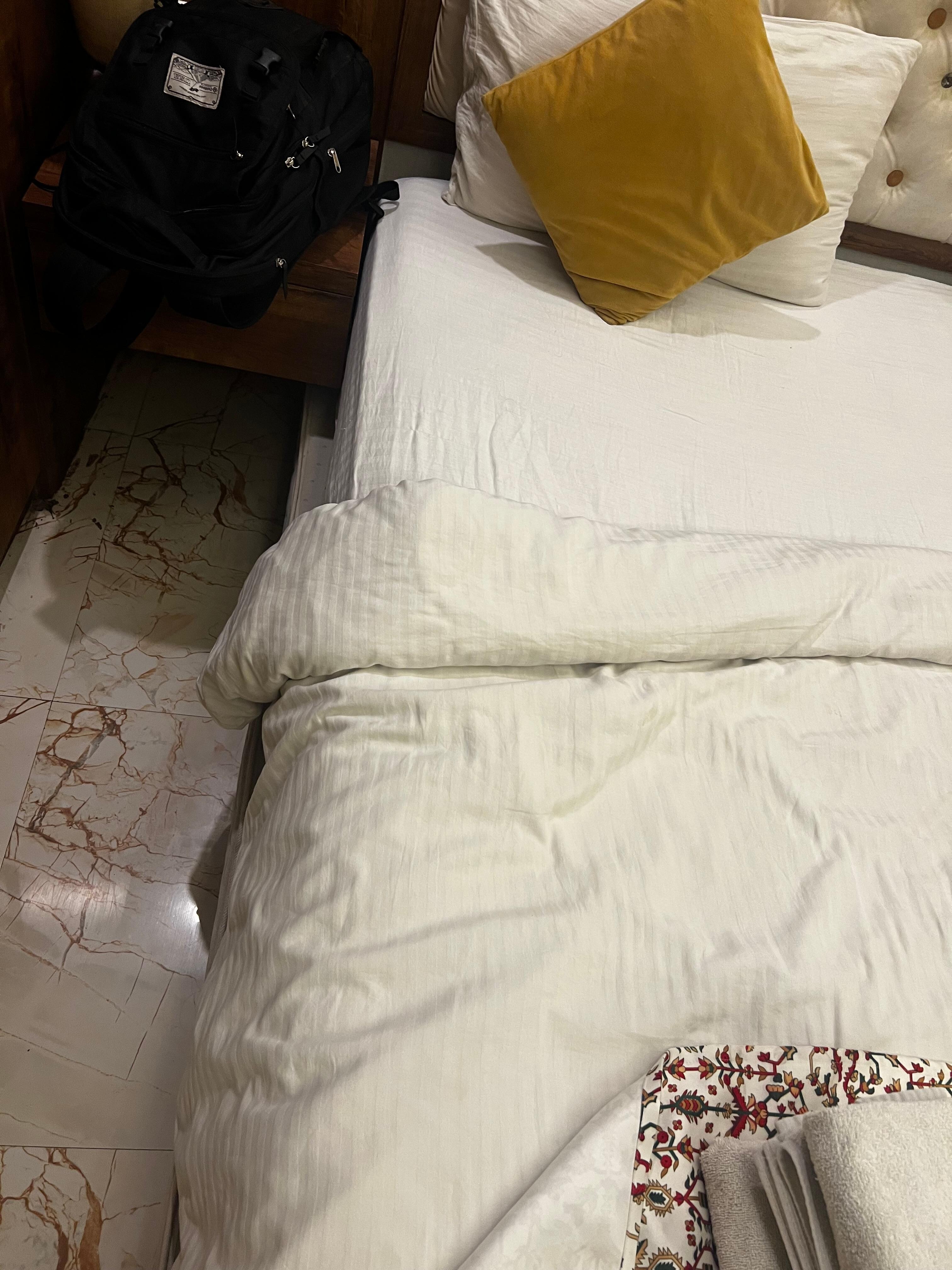 Unable to get good condition photo of the bed but the sheets were so dull and rough