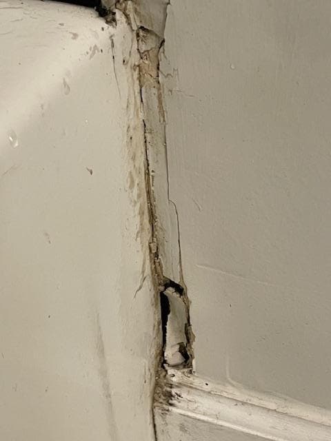 The day we arrived for our stay - hole in the bathroom. Reported to VRBO and Management Company